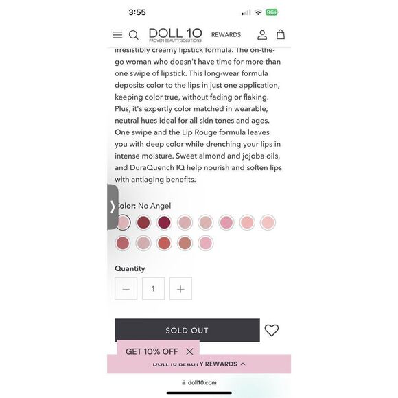 Doll 10 So Chic Lip Rouge Lipstick NWT - Picture 7 of 7